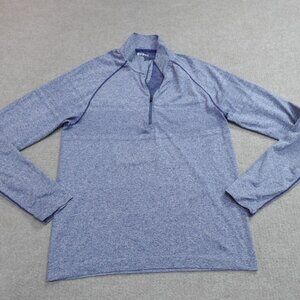 Rhone Womens Sweater Medium Blue Heather Pullover 1/4 Zip Raglan